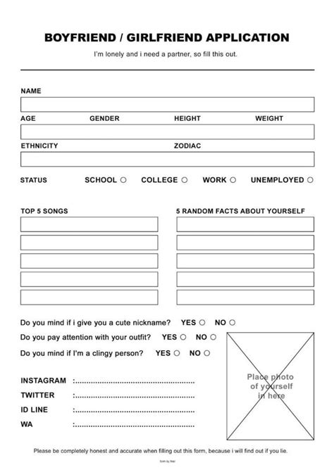 boyfriend/ girlfriend application|Boyfriend Application Form Template 